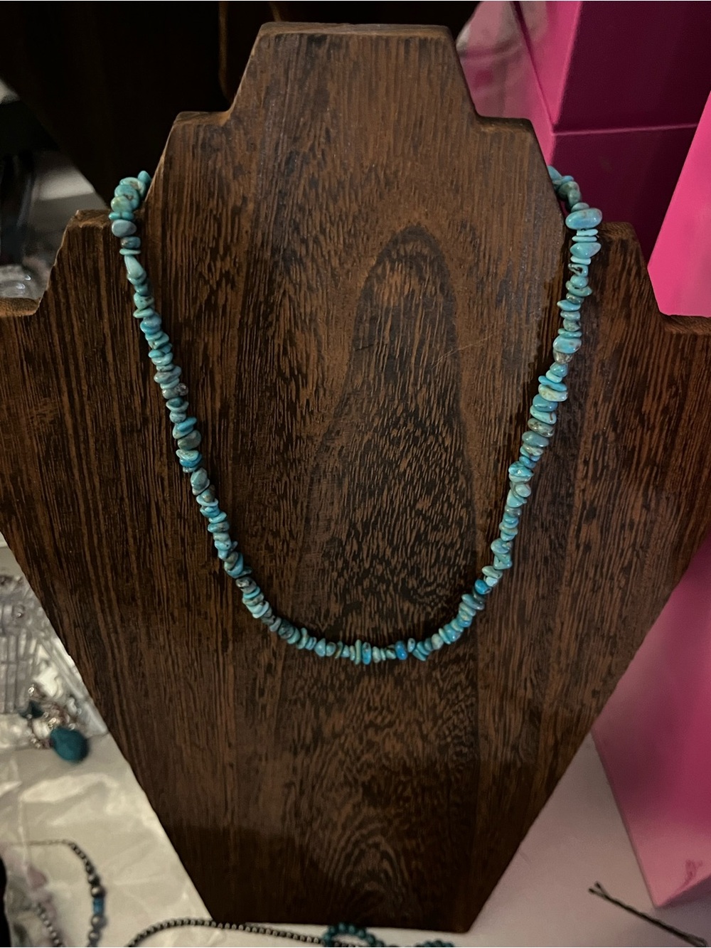 Turquoise Chip Necklace Sterling Silver - Southwestern Style 18 Inch